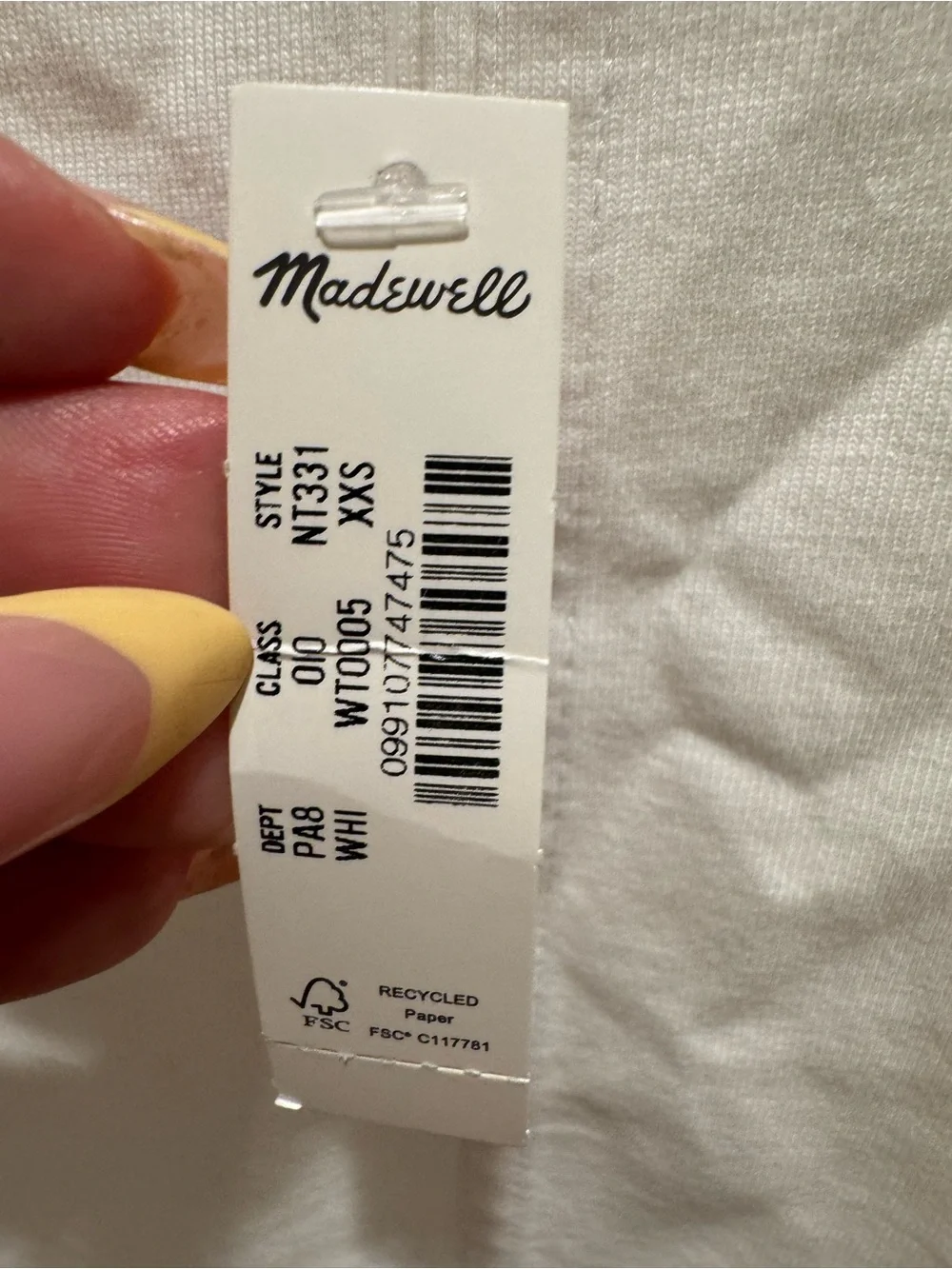 Madewell White Puff-Sleeve 100% cotton Crewneck Top